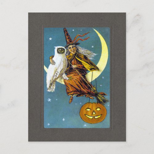 Vintage Halloween Witch Postcard