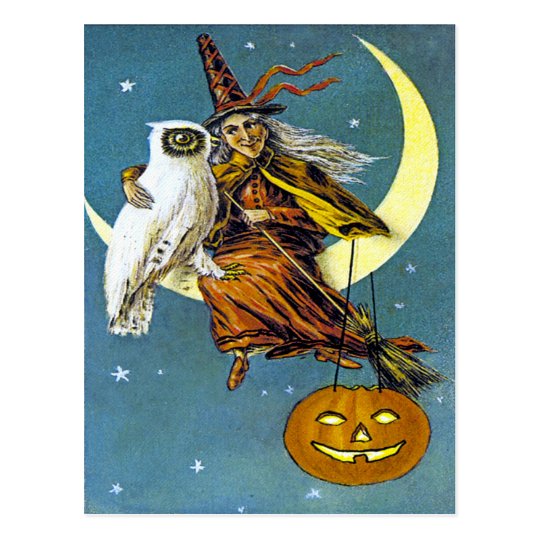 Vintage Halloween Witch Postcard | Zazzle.com