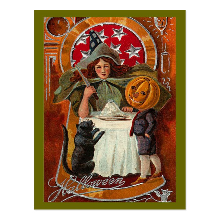 Vintage Halloween Witch Postcard 