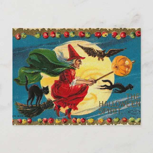 Vintage Halloween witch Postcard | Zazzle
