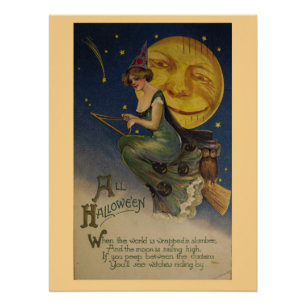 Vintage Halloween Witch Poster