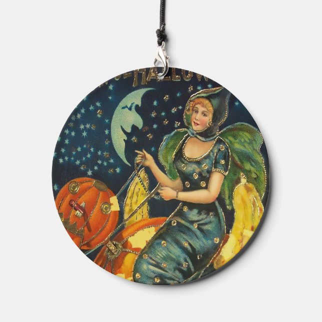 Vintage Halloween Witch Poster Wind Chime (Front)