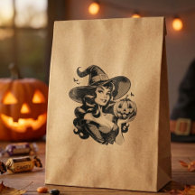 Vintage Halloween Witch Retro Pumpkin