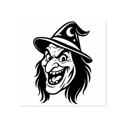 Vintage Halloween Witch Rubber Stamp