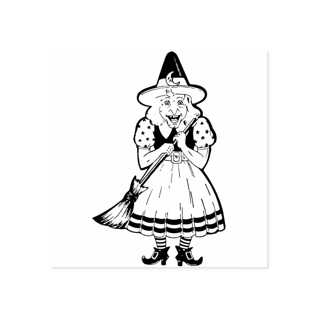 Vintage Halloween Witch Rubber Stamp Zazzle
