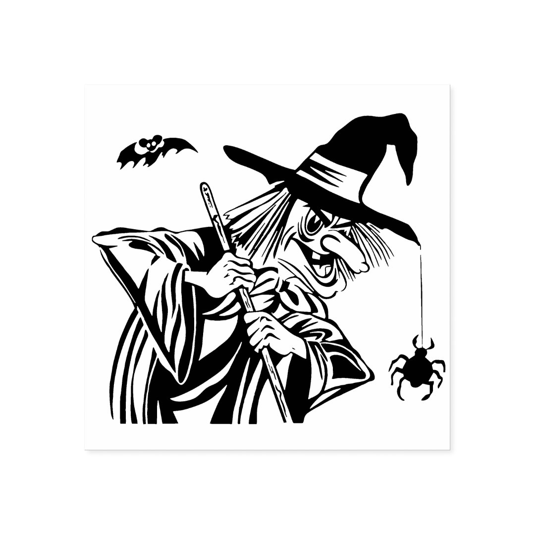 Vintage Halloween Witch Rubber Stamp Zazzle