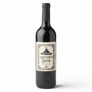Vintage Halloween Witch’s Brew Drinks Funny Spooky Wine Label
