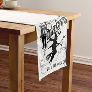 Vintage Halloween Witch Short Table Runner