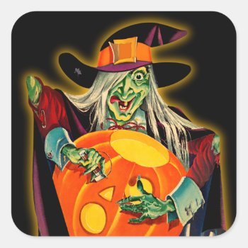 Vintage Halloween Witch Sticker by Vintage_Halloween at Zazzle