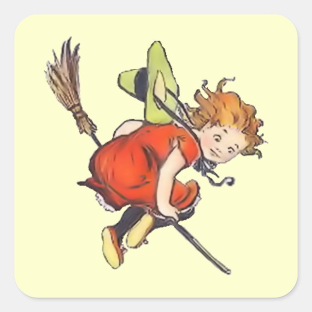 Vintage Halloween Witch Sticker (Front)