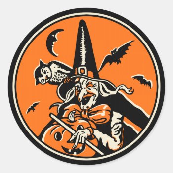 Vintage Halloween Witch Sticker by Vintage_Halloween at Zazzle