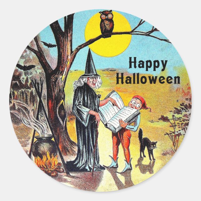 Vintage Halloween Witch Sticker (Front)