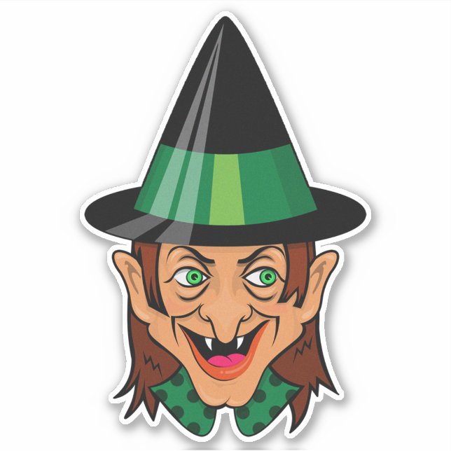 Vintage Halloween Witch Sticker (Front)