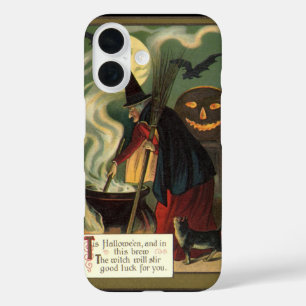 Vintage Halloween Witch Stirring Magic Cauldron iPhone 16 Case