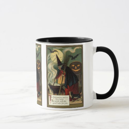 Vintage Halloween Witch Stirring Magic Cauldron Mug