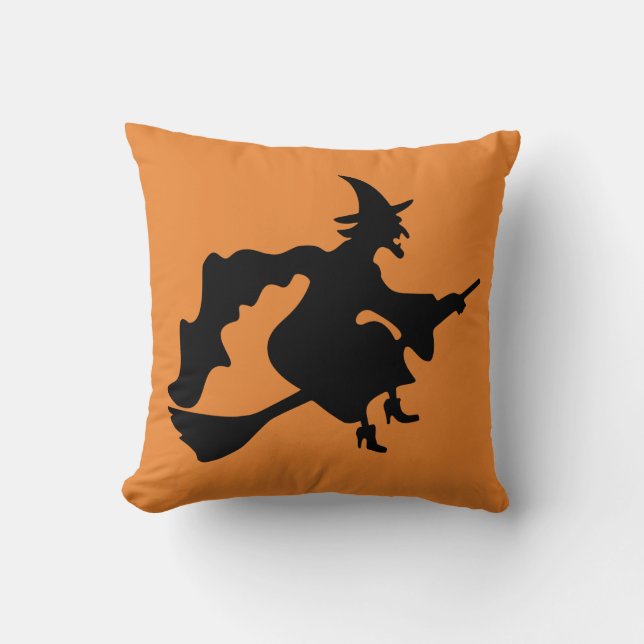 Vintage Halloween Witch Throw Pillow (Front)