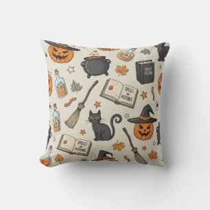 Vintage Halloween Witch Throw Pillow