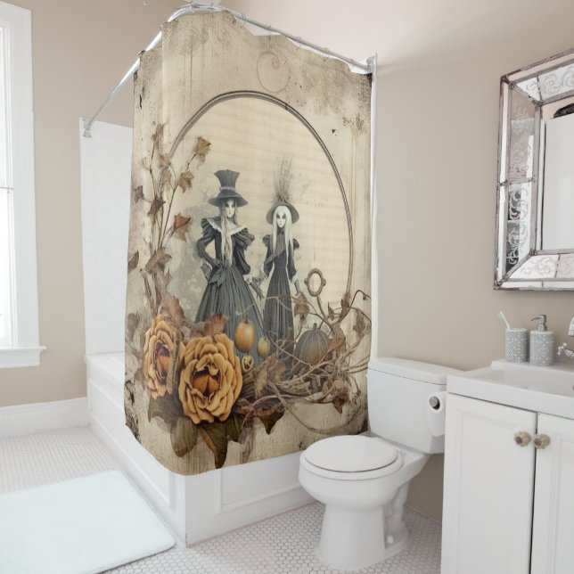 Vintage Halloween Witchcraft (12) Shower Curtain (In Situ)