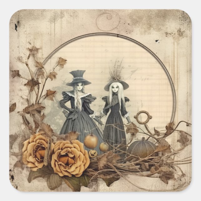 Vintage Halloween Witchcraft (12) Square Sticker (Front)