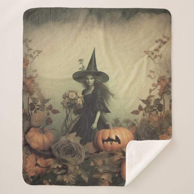 Vintage Halloween Witchcraft (3) Sherpa Blanket (Front)