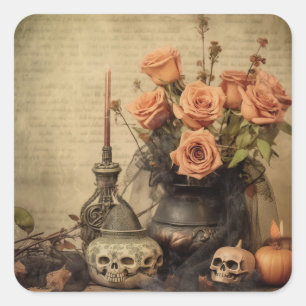 Vintage Halloween Witchcraft (4) Square Sticker