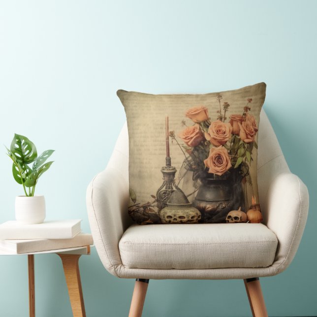 Vintage Halloween Witchcraft (4) Throw Pillow (Chair)
