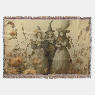 Vintage Halloween Witchcraft (5) Throw Blanket
