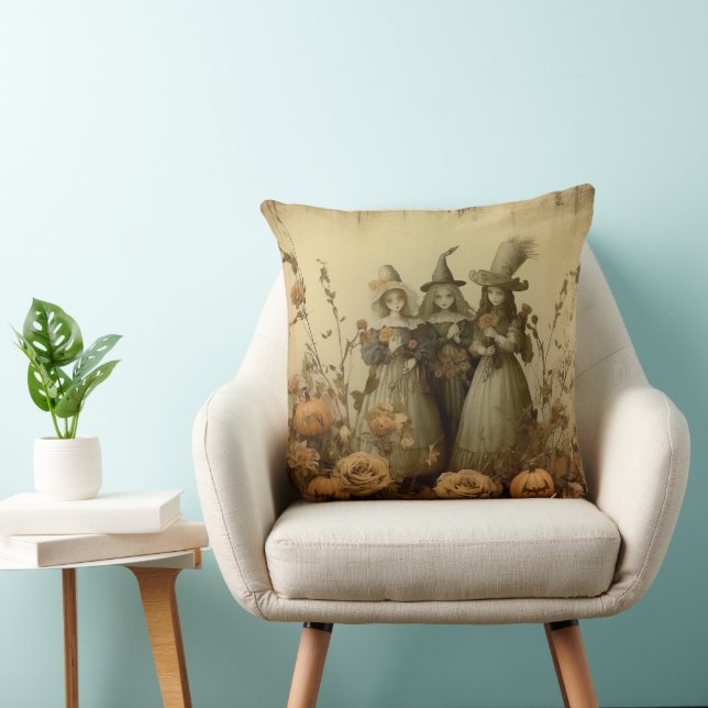 Vintage Halloween Witchcraft (5) Throw Pillow (Chair)