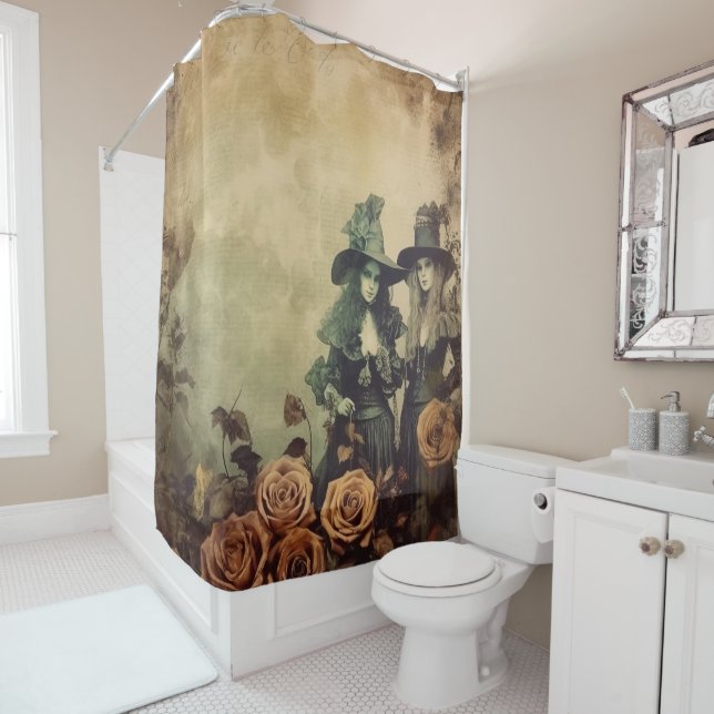 Vintage Halloween Witchcraft (7) Shower Curtain (In Situ)