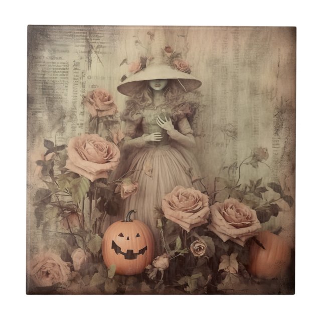 Vintage Halloween Witchcraft (9) Ceramic Tile (Front)