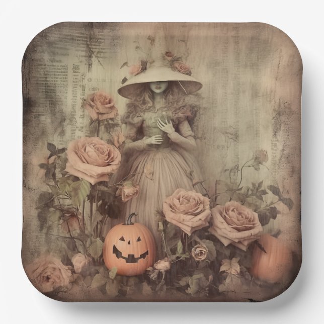Vintage Halloween Witchcraft (9) Paper Plates (Front)