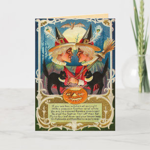 Vintage Halloween Witches Card