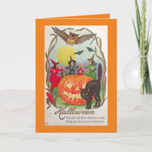Vintage Halloween Witches Card (Front)
