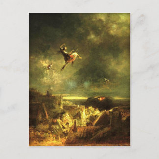 Vintage - Halloween, Witches Ride - Spitzweg Postcard