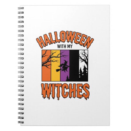 Vintage Halloween Witches Witch Broom T-Shirt Desi Notebook