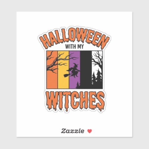 Vintage Halloween Witches Witch Broom T-Shirt Desi Sticker
