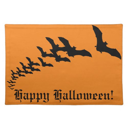 Vintage Halloween with a Swarm of Flying Bats Cloth Placemat