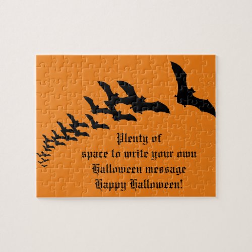 Vintage Halloween with a Swarm of Flying Bats Jigsaw Puzzle