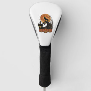 Vintage Halloween Wolf Moon Pumpkin Shirt Design_1 Golf Head Cover