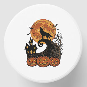 Vintage Halloween Wolf Moon Pumpkin Shirt Design_1 Mini Candle Favors