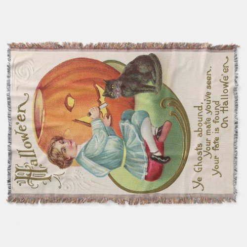 Vintage Halloween _ Your Fate Is Found  Throw Blanket