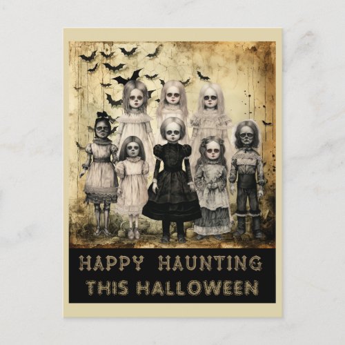 Vintage Halloween Zombie Happy Haunting Postcard