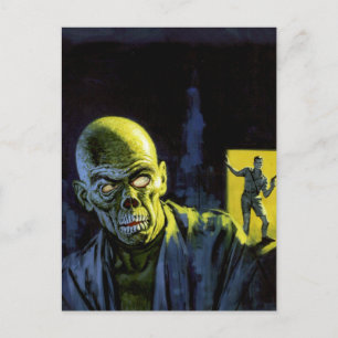 Vintage Halloween Zombie Monster Horror Postcard