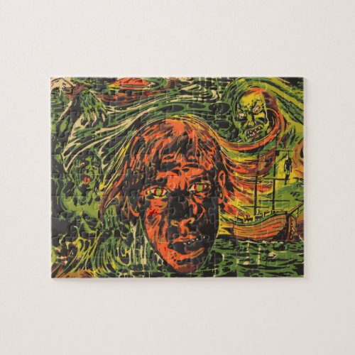 Vintage Halloween Zombies Grafitti Street Art Jigsaw Puzzle