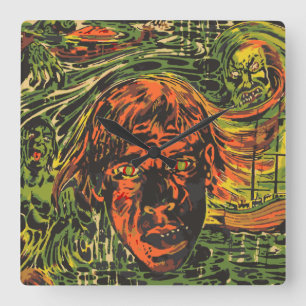 Vintage Halloween Zombies, Grafitti Street Art Square Wall Clock