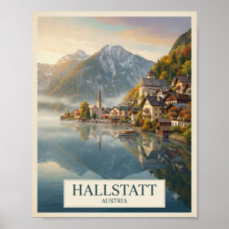 Vintage Hallstatt Austria Travel Poster | Alpine V