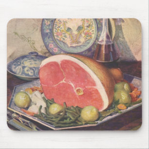 Vintage Ham Dinner with Green Beans and Potatoes Mouse Pad