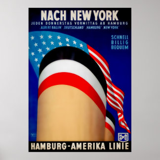 Vintage Hamburg Amerika Ship Poster