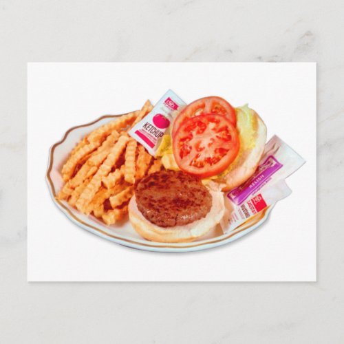 Vintage Hamburger Plate Special Postcard