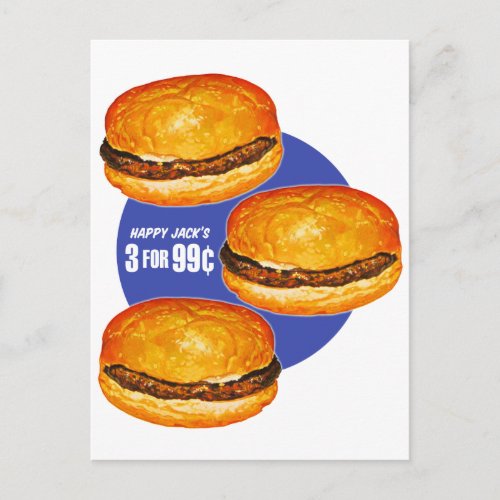 Vintage Hamburgers Happy Jacks 99 Postcard